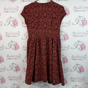 Rewind dress orange Red and Black Patterned Dress paisley keyhole opening back